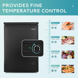 3.5 Cu.Ft Chest Freezer with Removable Basket, Small Deep Freezer Adjustable 7 Thermostat, Quiet Mini Freezer Free-Standing Top Door, Energy Saving for Apartment/Garage/Basement/Dorm/Home,Black image 2