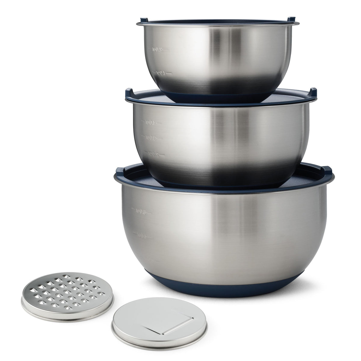 8-Piece Stainless Steel Mixing Bowl and Grater Set with Lids