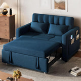 3-in-1 Convertible Sofa Bed, 55" Sleeper Sofa with Pull-Out Bed, Cat-Scratch-Proof Fabric Futon Couch with Adjustable Backrest and Side Pocket, Loveseat for Living Room Apartment, Grey image 4