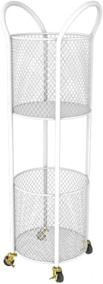 2-Tier Laundry Hamper with Wheels, Iron Basket for Bedroom, Bathroom, Dorm, Large Capacity Clothes Room, Easy to Move & Store