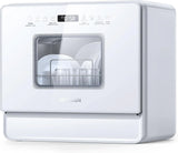 Desktop dishwasher set, double-layer shelf design, portable dishwasher, built-in 5-liter water tank, 3 spray arms, 12-hour delay start, no need to connect power supply, white model image 2