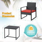 3 Pieces Patio Set Outdoor Wicker Furniture Sets Modern Rattan Chair Conversation Sets with Coffee Table for Yard and Bistro (Black) image 4