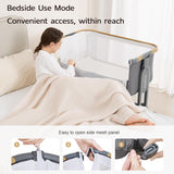 Maydolly Baby Bassinet Bedside Crib, 3-in-1 Baby Bassinet Bedside Bed with Mattress and Soft, Breathable Sheet, 7-Height Adjustable, Stable and Reliable Crib for Nursery image 2