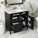 36" Bathroom Vanity with Single Sink Combo, Modern Undermount Bathroom Sink Cabinet with 2 Drawers and a Tip-Out Drawer, Freestanding Bathroom Vanities, Soft Closing, Solid Wood Frame image 4