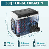 12 Volt Refrigerator, 37QT(35L) Electric Cooler, Portable Freezer 12V/24V DC 110-240V AC, 12V Fridge -4℉~68℉, 12V Cooler with Wheels & 2 Baskets for Travel, Truck, Boat, Camping image 2
