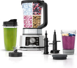 Blender and food processor combination set, Foodi powerful blender system, suitable for making smoothies, bowl foods, spreads and milkshakes, with 6 functions, 72-ounce water jug, portable cup, silver color, SS401 model. image 3