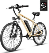 EB5 Electric Bike for Adults with Peak 500W Brushless Motor, 40Miles 20MPH Commuting Electric Mountain Bike with 360Wh Removable Battery, 7-Speed, 26" Tires and Front Fork Suspension image 2