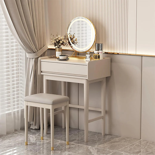 Makeup Vanity Desk with Drawers with Cushioned Stool Modern Vanity Desk Bedroom Vanity Set with Detachable Mirror and Makeup Box for Bedroom Girls Women
