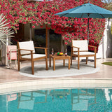 Patio Furniture 4 Piece Outdoor Acacia Wood Patio Conversation Sofa Set with Table & Cushions Porch Furniture for Deck, Balcony, Backyard image 4