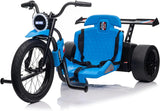 Children's electric drift tricycle, three-wheel electric drifting bicycle, equipped with LED lights, 16-inch inflatable tires, battery-powered, suitable for boys and girls aged 8 and above, outdoor electric driving vehicle (black) image 2