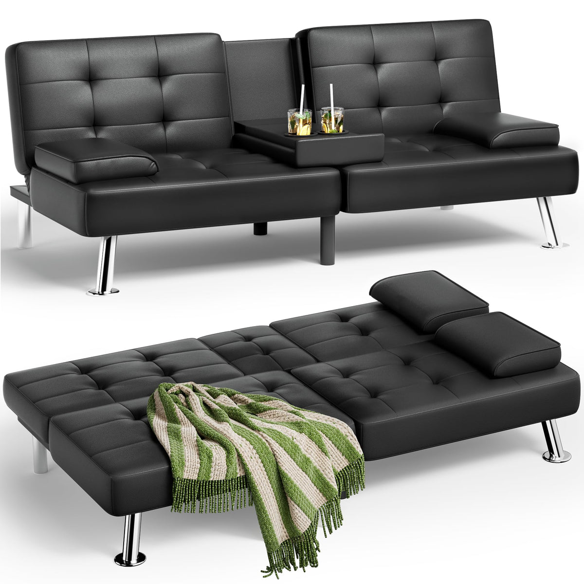 Modern Convertible Folding Futon Sofa Bed