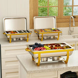 4 Pack Stainless Steel Chafing Dishes for Buffet, 9 QT Capacity 7 Pans Food Warmers for Parties, Weddings, Events Hosting, Family Gatherings, Full Set Catering Server with Serving Utensils Accessories image 3