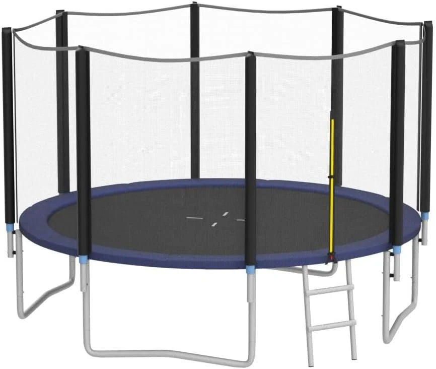 8 feet, 10 feet, 12 feet, 14 feet, 15 feet, 16 feet children's and adult trampolines. Certified by ASTM with netting. Made of thick steel plates, durable, suitable for outdoor large-scale leisure trampolines in various weather conditions, equipped wi