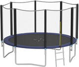 8 feet, 10 feet, 12 feet, 14 feet, 15 feet, 16 feet children's and adult trampolines. Certified by ASTM with netting. Made of thick steel plates, durable, suitable for outdoor large-scale leisure trampolines in various weather conditions, equipped wi