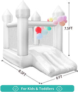 White Bounce House Indoor Outdoor Bouncy Castle for Kids 2-8 Oxford Toddler Bounce House with Slide Balloon & Blower,103 x 71 x 90 inch,Children's Birthday Party Easter Party Gifts image 2
