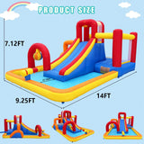 Inflatable Water Slide, 10 in 1 Water Park Bounce House with Blower, Splash Pool, 2 Slides, Water Cannon, Climbing Wall, Blow up Water Slides for Kids Outdoor Backyard image 2