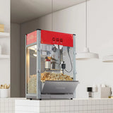 Popcorn machine, 12-ounce pot capacity, 1440-watt countertop popcorn machine, can produce 80 cups per batch, cinema-style popcorn machine, equipped with 3 switches for control, steel frame, tempered glass door, 1 pot, 2 spoons, red version image 3