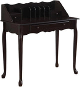 Traditional office desk, made of solid wood, dark cherry wood color, 36 inches in length