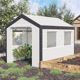 A 20-foot x 10-foot x 9-foot walk-in green house with an outdoor garden greenhouse, equipped with 6 roll-up windows, 2 zipper doors and a rain cover, in white color. image 2