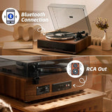 High Fidelity Belt Drive Turntable with Built-in Speakers, Vinyl Record Player with Magnetic Cartridge, Bluetooth Playback and Aux-in Functionality, Auto Off image 4