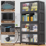 200Gal Extra Large Plastic Storage Bins with Lid & Wheels, Stackable Collapsible Bins with Dividers, Cube Closet Organizers and Storage Cabinet Shelves Box Roomy for Home Kitchen,4Pack White image 2