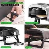 Outdoor pizza oven, equipped with 360-degree rotating pizza stone | Adjustable temperature control | Includes pizza shovel, pizza knife, stone, lid and hose | Can bake a 12-inch pizza in 60 seconds | 32.9 x 16.1 x 12.4 inches image 4