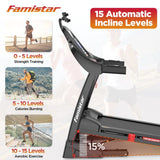 Famistar Folding Treadmill for Home with 15 Levels Auto Incline, 300LB Capcity, 10MPH Fast Speed Controls image 3