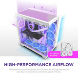 H9 Flow Dual-Chamber ATX Mid-Tower PC Gaming Case – High-Airflow Perforated Top Panel – Tempered Glass Front & Side Panels – 360mm Radiator Support – Cable Management – White image 3