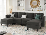 Modular Sectional Sofa, Convertible U Shaped Sofa Couch with High Density Memory Foam, 6 Seat Comfy Modular Sofa Couch for Living Room, Modern U Shaped Sectional Sofa, Dimgrey image 3