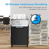 Heavy Duty Paper Shredder, 24-Sheet Cross-Cut Shredder, 40-Min Continuous Running Time, Commercial Grade Shredder for Office, 9-Gallon Big Basket, 55dB Super Quiet, P-4 High Security (S3105) image 3