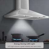 30-inch Wall Mount Range Hood 450CFM - Stainless Steel Kitchen Vent Hood, Ultra Quiet 55dB, Ducted/Ductless Convertible, 3-Speed + LED Light,... image 5