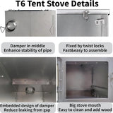 Titanium alloy tent wood stove for camping, 2 kilograms, foldable, lightweight and compact portable heat tent stove, comes with a 2.2-meter chimney, suitable for winter backpacking camping. image 3