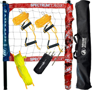 Adjustable professional outdoor volleyball net system