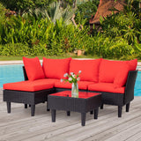 Patio Furniture Set 4 Pieces Outdoor Rattan Chair Wicker Sofa Garden Conversation Bistro Sets for Yard,Pool or Backyard image 2