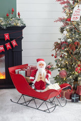 Christmas Sleigh Outdoor Decorations Large-sized Worn Red Metal Santa Sleigh Toy Decoration Gift Basket Winter Decorations Indoor Christmas Garden Santa Sleigh Decoration - 39 inches (Sleigh-L) image 3