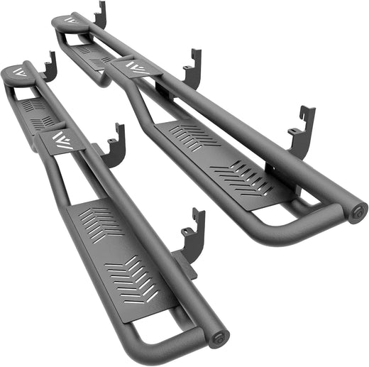 Three Raised Steps Running Boards Side Steps Compatible for 2015-2025 Chevy Colorado & GMC Canyon Crew Cab (4 Full Size Doors), Two Stairs Design Bolt-on Side Rails Step Nerf Bar