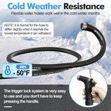 3/4" Hot/Cold Garden Hose 200 ft with Industrial High Pressure Nozzle, Flexible & Lightweight, 600psi Burst Rubber Water hose -50℉-158℉ With 3/4" Brass Fittings for Yard, Black image 2