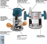 BOSCH 1617EVSPK Wood 12 Amp Router Tool Combo Kit - 2.25 Horsepower Plunge Router & Fixed Base with a Variable Speed image 3