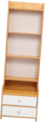 High platform bedside cabinet storage rack. Wooden bedside table with open shelves. Abundant storage space, simple design, suitable for bedroom furniture. Easy to assemble, with a rustic style and warm surface treatment.