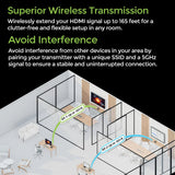 Wireless 4K HDMI Video Extender Transmitter and Receiver Kit (with keyboard and mouse control) - Wireless channel pairing - 4K 60Hz, maximum transmission distance up to 165 feet, equipped with HDMI local output interface image 4