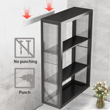 No Punching Cosmetic Locker, 4 Layer Double Door Storage Rack, Bathroom Medicine Cabinet, Toiletry Organizer Rack, Kitchen Wall Mounted Cupboard (Color : Black, Size : 40 * 15 * 60 image 4