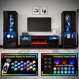 Fireplace TV Stand with 36" Electric Fireplace, LED Light Entertainment Center image 2