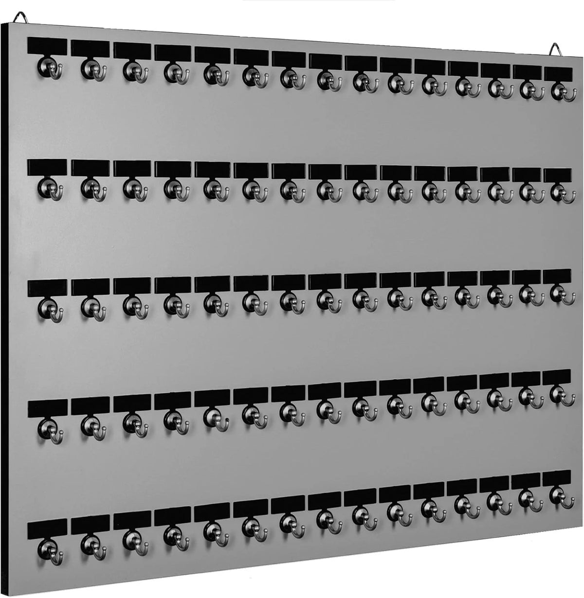 Metal key rack, equipped with 75 metal hooks fixed by bolts