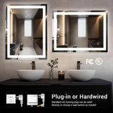 LED wall-mounted makeup mirror with lights - suitable for wall-mounted large makeup tables. Features intelligent touch buttons, anti-fog, water resistance, adjustable dimming, color adjustment, and magnifying glass function. image 4