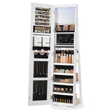 LED Mirror Jewelry Cabinet Standing Jewelry Armoire Organizer Box with Full-Length Mirror and Adjustable LED Lights White image 3