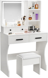 Makeup Table with Extra Large Mirror and Lights, 80cm Dressing Table with Stool image 3