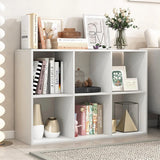Suitable for two people, floor-standing bookshelf, with an open back panel, anti-toppling device. It is a modern storage display stand suitable for use in family offices, living rooms, bedrooms, and study rooms. White.