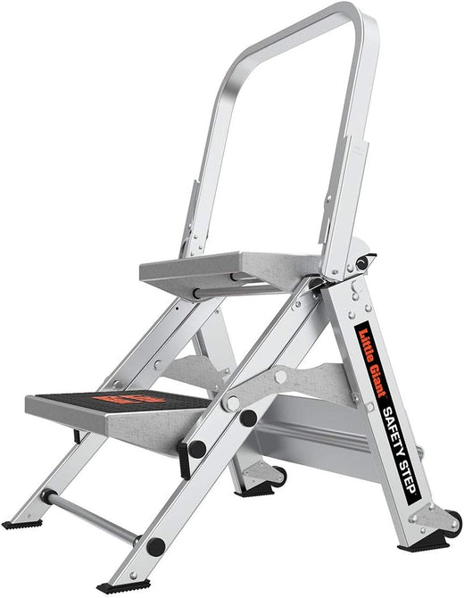 Little Giant Ladder, Safety Step, Three-step Design, 3 feet high, Footrest, Aluminum, Type 1A, Load Capacity 300 pounds