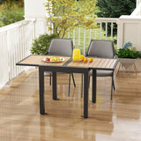 Extensible outdoor dining table, patio table, all-weather aluminum frame, large rectangular lawn backyard garden terrace dining table, suitable for 4 to 6 people, dark gray (dark gray, slatted tabletop) image 4