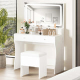 IRONCK Vanity Desk Set with LED Lighted Mirror & Power Outlet image 2